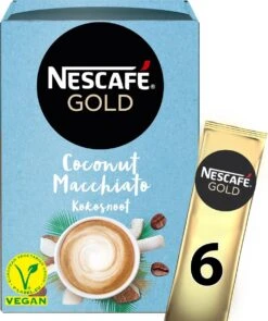 Nescafé Gold Coconut Macchiato Oploskoffie - 6 Doosjes à 6 Zakjes 10 Nescafé Gold Coconut Macchiato Oploskoffie - 6 Doosjes à 6 Zakjes -Rogers Coffee Service Winkel 1005x1200