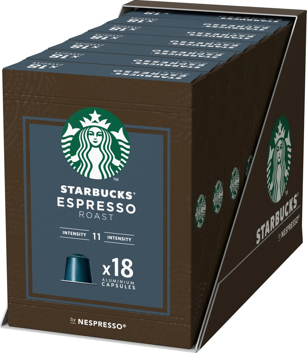 Starbucks By Nespresso Capsules Espresso Roast - 7 Doosjes à 18 Koffiecups 1 Starbucks By Nespresso Capsules Espresso Roast - 7 Doosjes à 18 Koffiecups