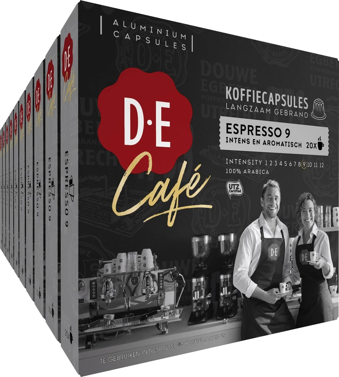 Douwe Egberts D.E Café Espresso Koffiecups - Intensiteit 9/12 - 10 X 20 Capsules 1 Douwe Egberts D.E Café Espresso Koffiecups - Intensiteit 9/12 - 10 X 20 Capsules