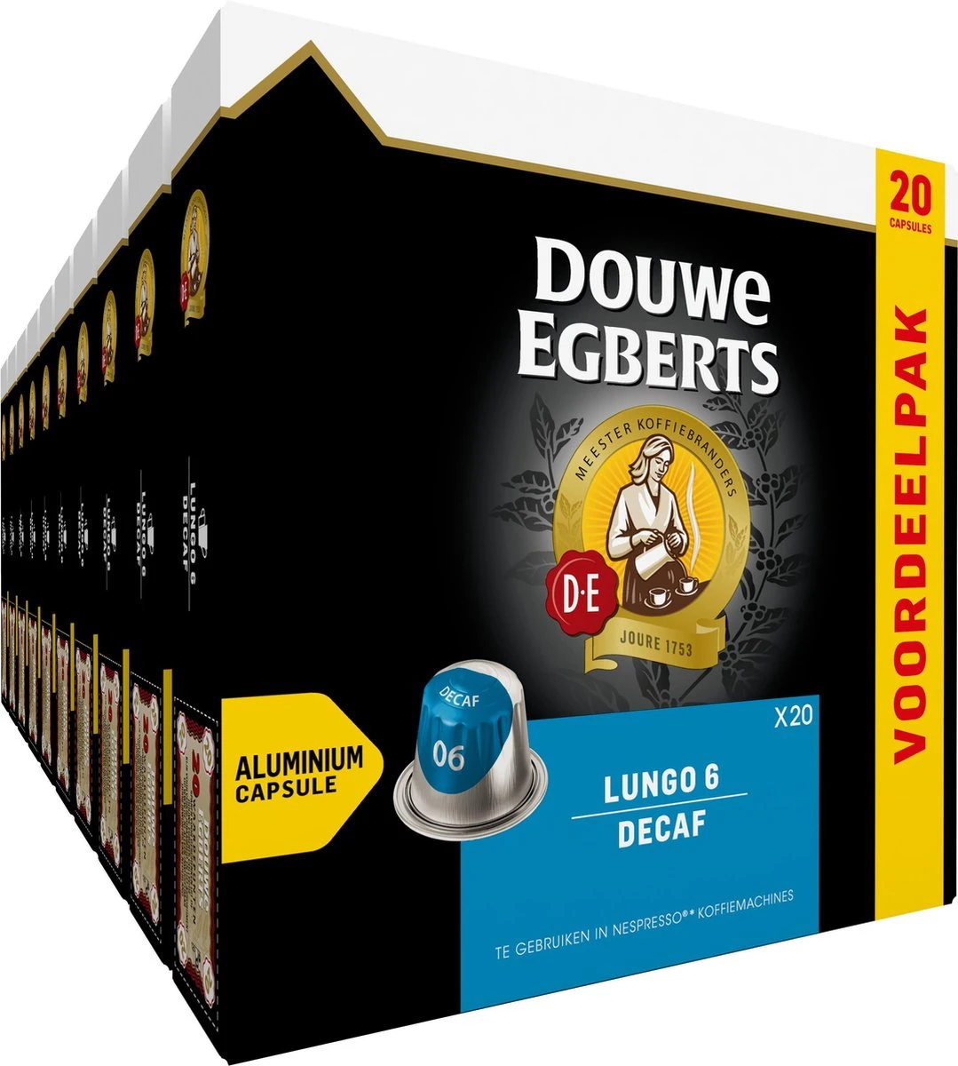 Douwe Egberts Lungo Decaf (6) - 10 X 20 Koffiecups 1 Douwe Egberts Lungo Decaf (6) - 10 X 20 Koffiecups