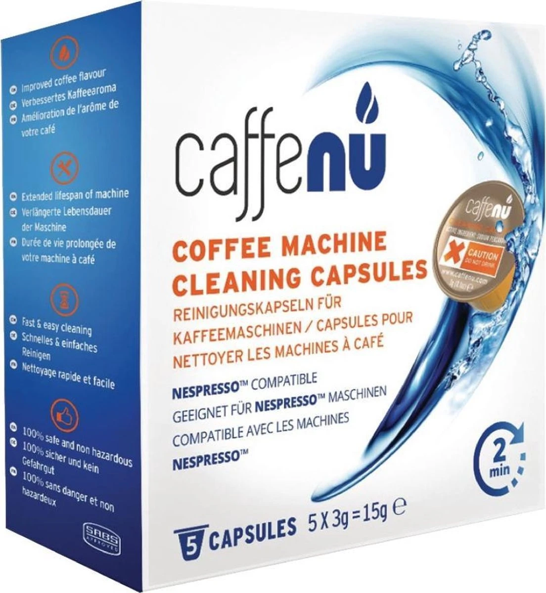 Caffenu Reinigingscapsules Voor Espresso Apparaten 5 Capsules Per Verpakking 1 Caffenu Reinigingscapsules Voor Espresso Apparaten 5 Capsules Per Verpakking