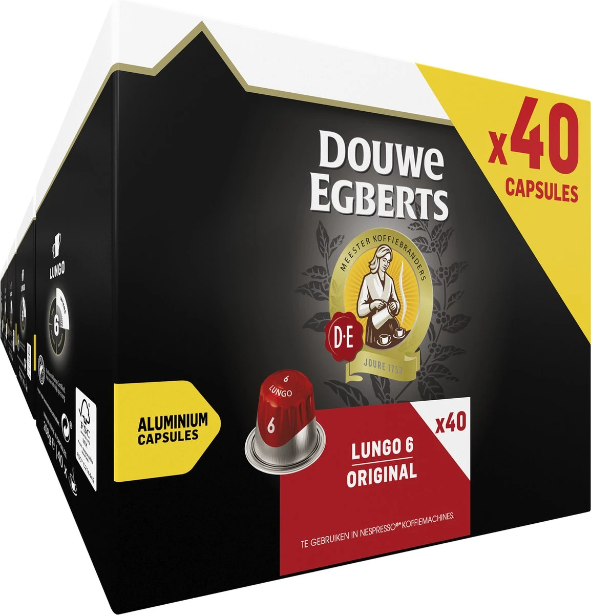Douwe Egberts Lungo Original Koffiecups (6) - 5 X 40 Koffiecups 1 Douwe Egberts Lungo Original Koffiecups (6) - 5 X 40 Koffiecups