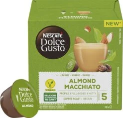 Nescafé Dolce Gusto Almond Macchiato Capsules - Vegan Koffie - 36 Koffiecups -Rogers Coffee Service Winkel 1200x1151