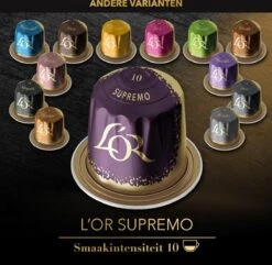 L'OR Espresso Supremo Koffiecups - Intensiteit 10/12 - 10 X 10 Capsules 20 L'OR Espresso Supremo Koffiecups - Intensiteit 10/12 - 10 X 10 Capsules -Rogers Coffee Service Winkel 1200x1173 3