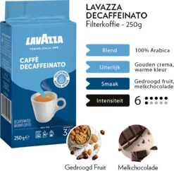 Lavazza Caffe Decaffeinato Filterkoffie - 250 Gram X8 9 Lavazza Caffe Decaffeinato Filterkoffie - 250 Gram X8 -Rogers Coffee Service Winkel 1200x1177 2
