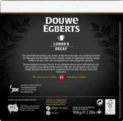 Douwe Egberts Lungo Decaf (6) - 10 X 20 Koffiecups 8 Douwe Egberts Lungo Decaf (6) - 10 X 20 Koffiecups -Rogers Coffee Service Winkel 1200x1186 1