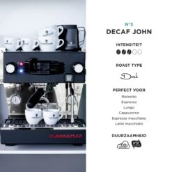 Aroma Club - Cafeïnevrije Koffiebonen 1KG - No. 5 Decaf John - Koffie Intensiteit 3/5 -Rogers Coffee Service Winkel 1200x1200 182