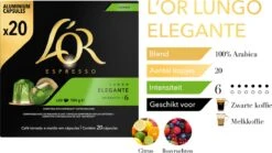 L'OR Lungo Elegante Koffiecups - Intensiteit 6/12 - 10 X 20 Capsules 16 L'OR Lungo Elegante Koffiecups - Intensiteit 6/12 - 10 X 20 Capsules -Rogers Coffee Service Winkel 1200x677