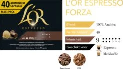 L'OR Espresso Forza Koffiecups - Intensiteit 9/12 - 4 X 40 Capsules 8 L'OR Espresso Forza Koffiecups - Intensiteit 9/12 - 4 X 40 Capsules -Rogers Coffee Service Winkel 1200x678