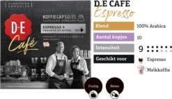 Douwe Egberts D.E Café Espresso Koffiecups - Intensiteit 9/12 - 10 X 20 Capsules 11 Douwe Egberts D.E Café Espresso Koffiecups - Intensiteit 9/12 - 10 X 20 Capsules -Rogers Coffee Service Winkel 1200x697