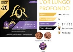 L'OR Lungo Profondo Koffiecups - Intensiteit 8/12 - 10 X 20 Capsules -Rogers Coffee Service Winkel 1200x852