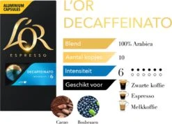 L'OR Espresso Decaffeinato Koffiecups - Intensiteit 6/12 - 10 X 10 Capsules -Rogers Coffee Service Winkel 1200x868