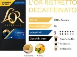 L'OR Espresso Ristretto Decaffeinato - Intensiteit 9/12 - 10 X 10 Capsules 16 L'OR Espresso Ristretto Decaffeinato - Intensiteit 9/12 - 10 X 10 Capsules -Rogers Coffee Service Winkel 1200x889 5