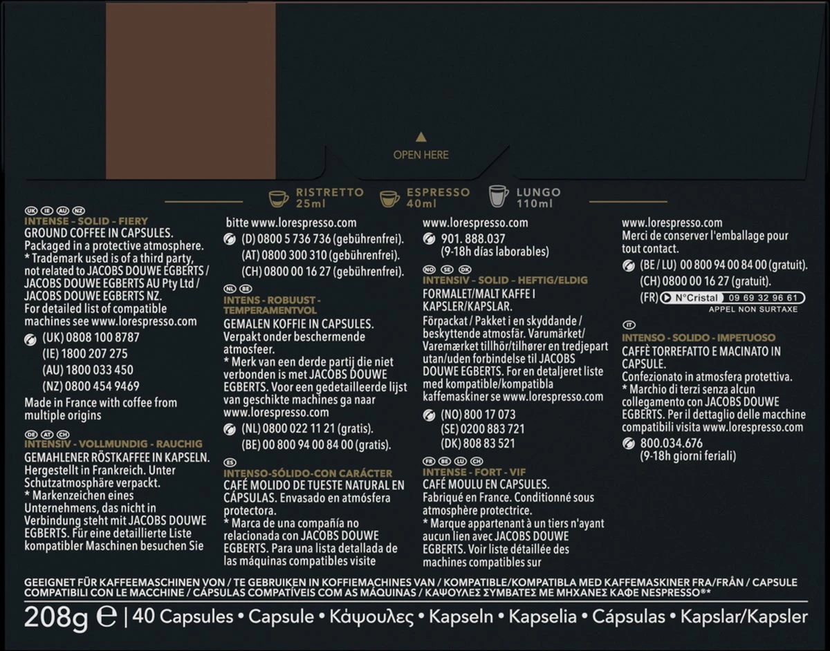 L'OR Espresso Forza Koffiecups - Intensiteit 9/12 - 4 X 40 Capsules 2 L'OR Espresso Forza Koffiecups - Intensiteit 9/12 - 4 X 40 Capsules - Afbeelding 2