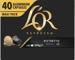 L'OR Espresso Ristretto Koffiecups - Intensiteit 11/12 - 4 X 40 Capsules 20 L'OR Espresso Ristretto Koffiecups - Intensiteit 11/12 - 4 X 40 Capsules -Rogers Coffee Service Winkel 1200x965 2