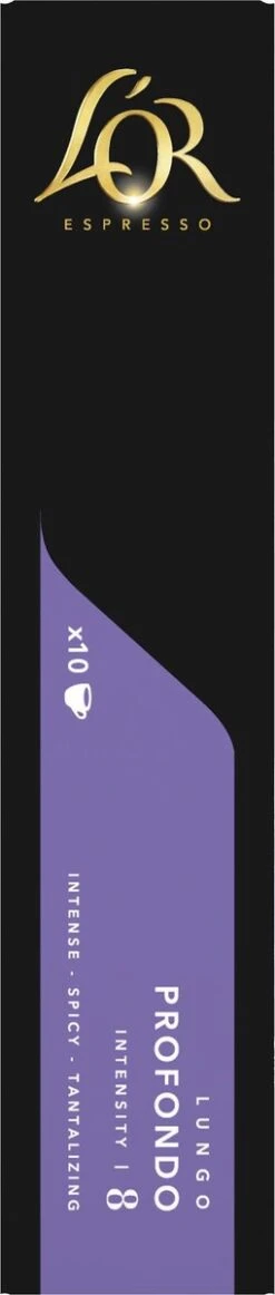 L'OR Lungo Profondo Koffiecups - Intensiteit 8/12 - 10 X 10 Capsules -Rogers Coffee Service Winkel 255x1200 13