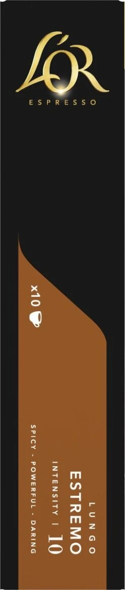 L'OR Lungo Estremo Koffiecups - Intensiteit 10/12 - 10 X 10 Capsules 14 L'OR Lungo Estremo Koffiecups - Intensiteit 10/12 - 10 X 10 Capsules -Rogers Coffee Service Winkel 255x1200 3