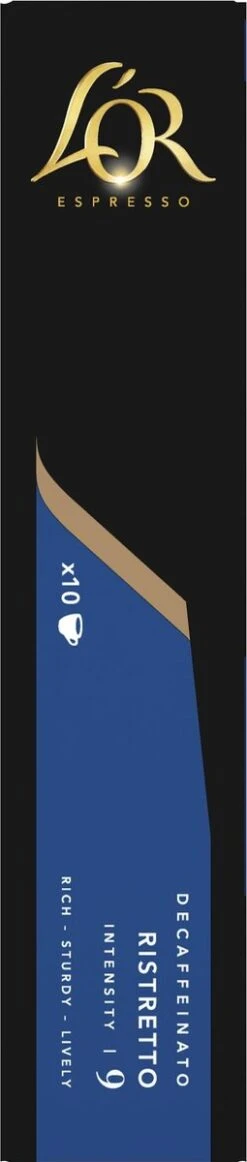 L'OR Espresso Ristretto Decaffeinato - Intensiteit 9/12 - 10 X 10 Capsules 13 L'OR Espresso Ristretto Decaffeinato - Intensiteit 9/12 - 10 X 10 Capsules -Rogers Coffee Service Winkel 255x1200 9