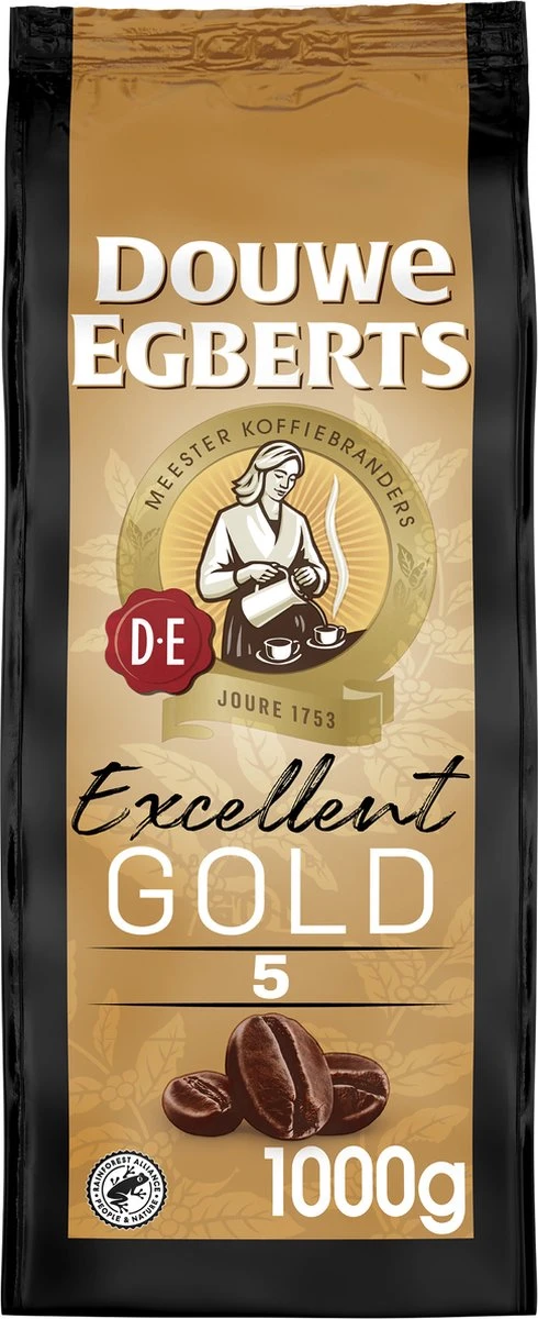 Douwe Egberts Excellent Gold Koffiebonen - 5/9 Intensiteit - 4 X 1kg 2 Douwe Egberts Excellent Gold Koffiebonen - 5/9 Intensiteit - 4 X 1kg - Afbeelding 2