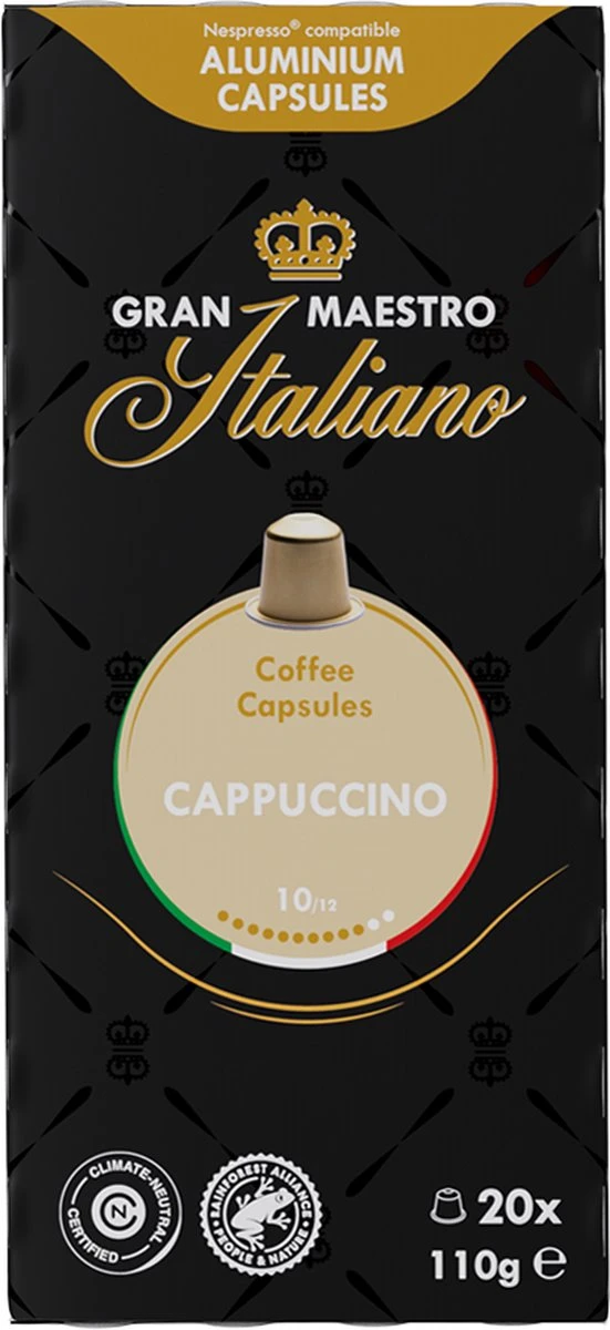 Gran Maestro Italiano - Cappuccino - Koffiecups - Nespresso Compatibel Capsules - Intense Smaak - 6 X 20 Cups 4 Gran Maestro Italiano - Cappuccino - Koffiecups - Nespresso Compatibel Capsules - Intense Smaak - 6 X 20 Cups - Afbeelding 4