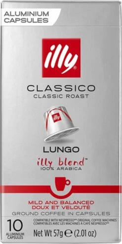 Illy Lungo Classico Koffiecups - Intensiteit 5/9 - 10 X 10 Capsules -Rogers Coffee Service Winkel 601x1200
