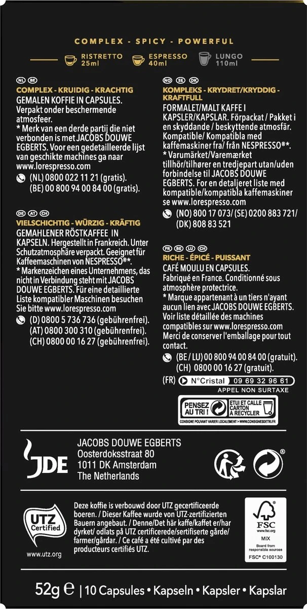 L'OR Espresso Supremo Koffiecups - Intensiteit 10/12 - 10 X 10 Capsules 2 L'OR Espresso Supremo Koffiecups - Intensiteit 10/12 - 10 X 10 Capsules - Afbeelding 2