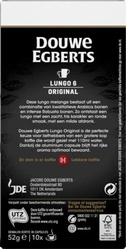 Douwe Egberts Lungo Original Koffiecups - Intensiteit 6/12 - 10 X 10 Capsules -Rogers Coffee Service Winkel 607x1200 8