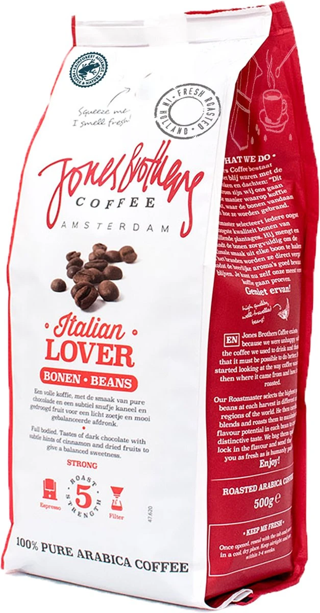 Jones Brothers Coffee Koffiebonen Italian Lover – 6 X 500 Gram 6 Jones Brothers Coffee Koffiebonen Italian Lover – 6 X 500 Gram - Afbeelding 6