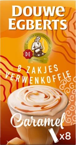 Douwe Egberts Verwenkoffie Latte Caramel Oploskoffie - 5 X 8 Zakjes -Rogers Coffee Service Winkel 633x1200 2