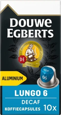 Douwe Egberts Lungo Decaf Koffiecups - Intensiteit 6/12 - 10 X 10 Capsules -Rogers Coffee Service Winkel 643x1200 1