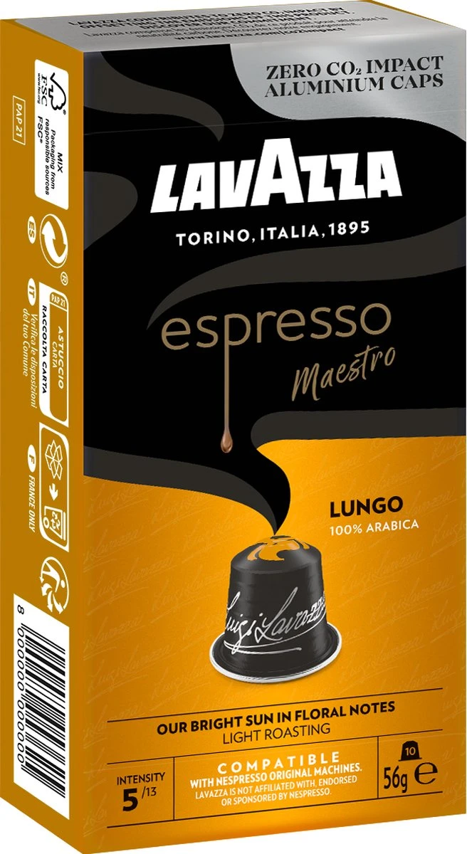 Lavazza Espresso Lungo - Aluminium Nespresso Capsules - 10 Stuks 1 Lavazza Espresso Lungo - Aluminium Nespresso Capsules - 10 Stuks