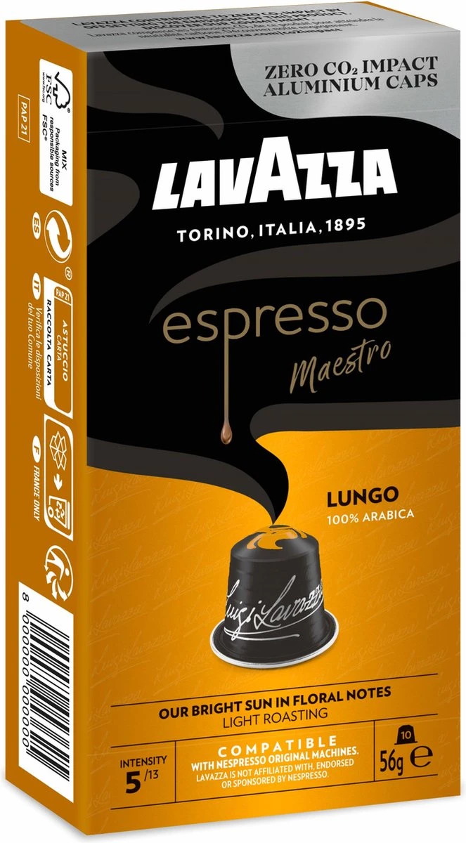 Lavazza Espresso Lungo - Aluminium Nespresso Capsules - 10 Stuks 3 Lavazza Espresso Lungo - Aluminium Nespresso Capsules - 10 Stuks - Afbeelding 3