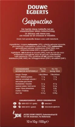 Douwe Egberts Verwenkoffie Cappuccino Oploskoffie - 5 X 10 Zakjes -Rogers Coffee Service Winkel 713x1200 1