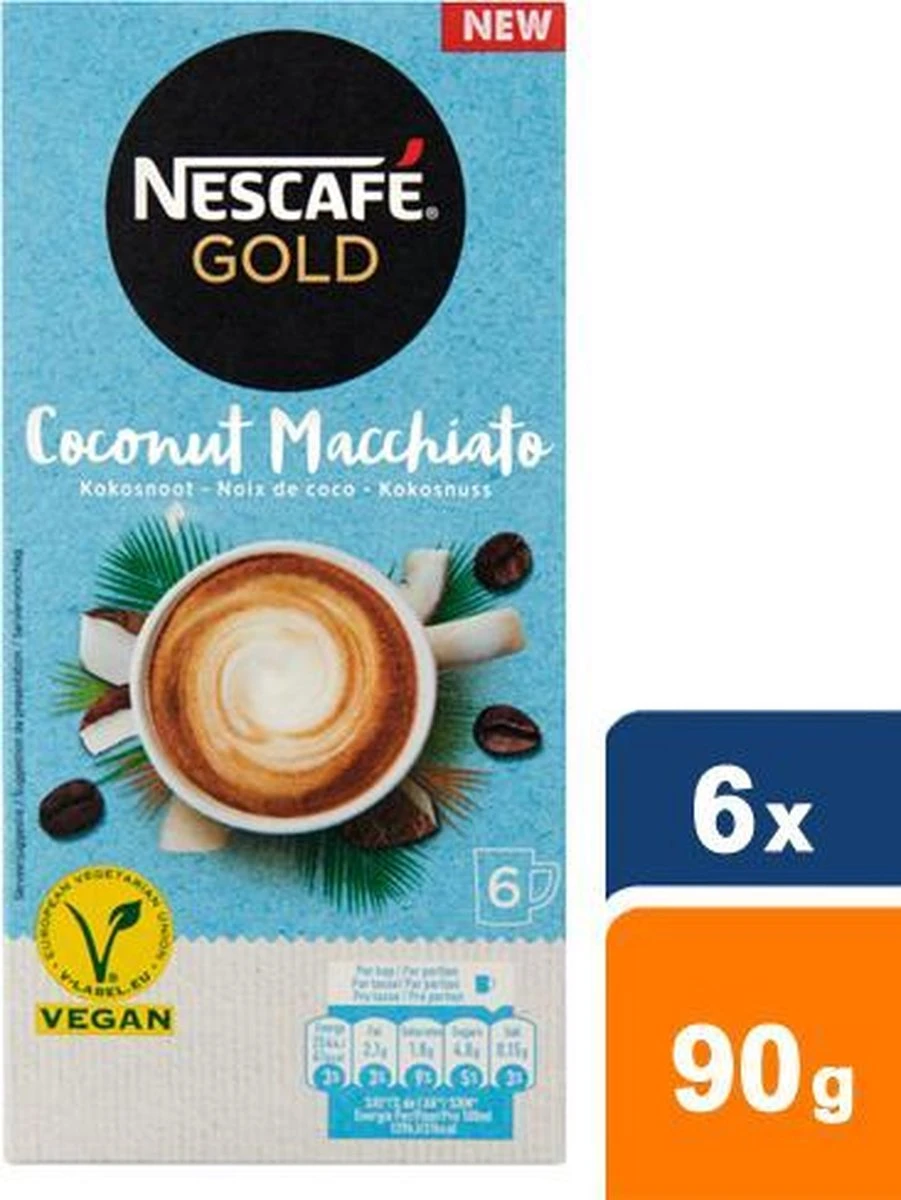 Nescafé Gold Coconut Macchiato Oploskoffie - 6 Doosjes à 6 Zakjes 7 Nescafé Gold Coconut Macchiato Oploskoffie - 6 Doosjes à 6 Zakjes - Afbeelding 7
