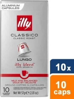 Illy Lungo Classico Koffiecups - Intensiteit 5/9 - 10 X 10 Capsules -Rogers Coffee Service Winkel 904x1200