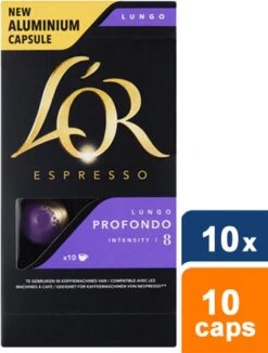 L'OR Lungo Profondo Koffiecups - Intensiteit 8/12 - 10 X 10 Capsules -Rogers Coffee Service Winkel 909x1200 1