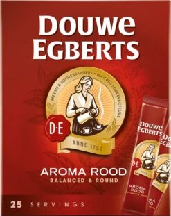 Douwe Egberts Aroma Rood Sticks Oploskoffie - 6 X 25 Zakjes -Rogers Coffee Service Winkel 954x1200 1